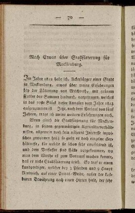 Noch Etwas über Stallfütterung für Mecklenburg
