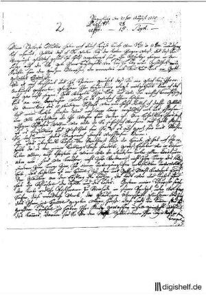 2: Brief von Marie Eleonore Gräfin von Schaumburg-Lippe an Gräfin (Mutter der Briefschreiberin) Lippe-Biesterfeld
