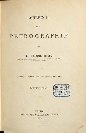 Lehrbuch der Petrographie, 3