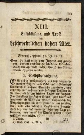 193-208, XIII. Trost und Entschliesung im beschwerlichen hohen Alter.