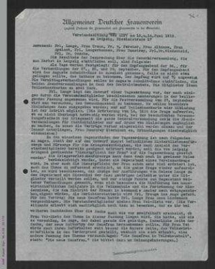 Protokoll - Reinschrift - Vorstandssitzung Juni 1915