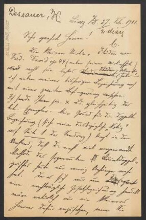 Brief an B. Schott's Söhne : 27.02.1911