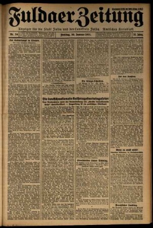 Erste Ausgabe vom Freitag, den 30. Januar 1931.