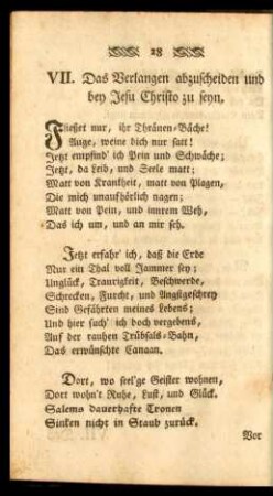 VII. Das Verlangen abzuscheiden und bey Jesu Christo zu seyn