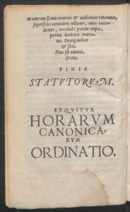Sequitur Horarum Canonicarum Ordinatio.