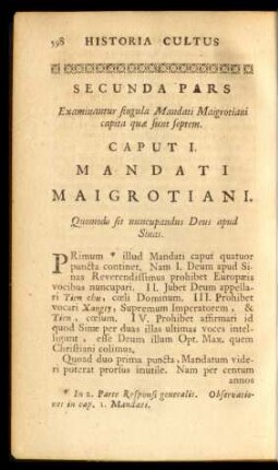Secunda Pars. Examinantur singula Mandati Maigrotiani capita quae sunt septem