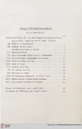 Inhaltsverzeichnis des zweiten Bandes