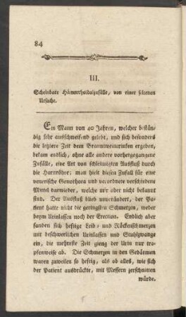 III. Scheinbare Hämorrhoidalzufälle, von einer seltenen Ursache