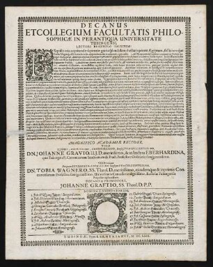 Decanus Et Collegium Facultatis Philosophicae In Perantiqua Universitate Tubingensi, Lectori Benevolo Salutem!