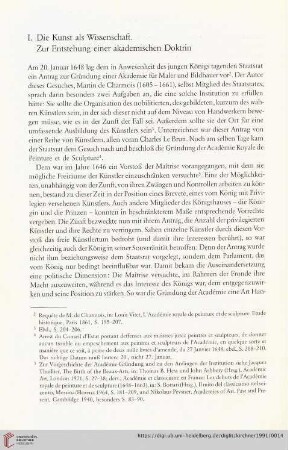 I. Die Kunst als Wissenschaft. Zur Entstehung einer akademischen Doktrin