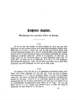 Sechstes Kapitel. Gleichungen der gerade Linien im Raume.