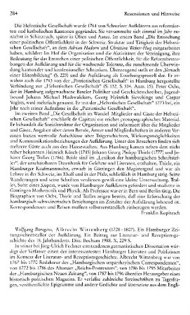 Bürsgens, Wolfgang :: Albrecht Wittenberg 1728 - 1807, ein Hamburger Zeitungsschriftsteller der Aufklärung, ein Beitrag zur Literatur- und Rezeptionsgeschichte des 18. Jahrhunderts, Diss. : Bochum, 1988