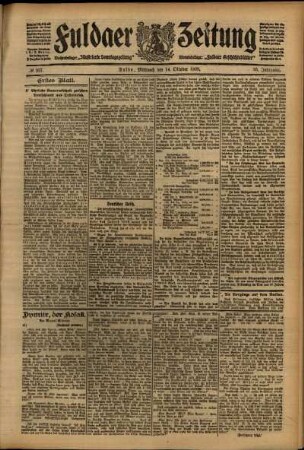 Erste Ausgabe vom Mittwoch, den 14. Oktober 1908.