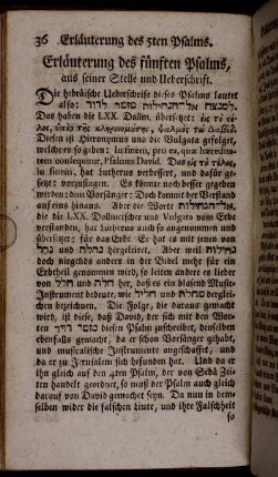 Erläuterung des fünften Psalms, [...].
