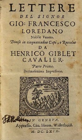 Lettere : Divise in cinquantadue capi e raccolte da Henrico Giblet