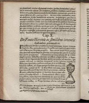 Cap. X. De Fonte Heronis ac similibus inventis hydraulico-pneumaticis.