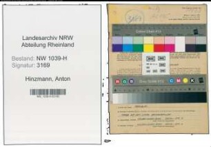 Entnazifizierung Anton Hinzmann , geb. 04.12.1909 (Techniker)