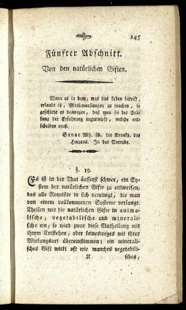 Fünfter Abschnitt. Von den natürlichen Giften.