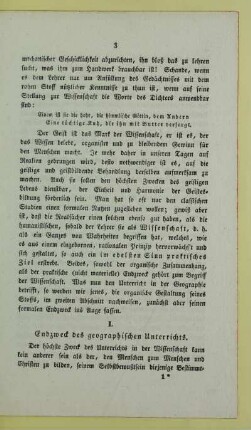 I. Endzweck des geographischen Unterrichts
