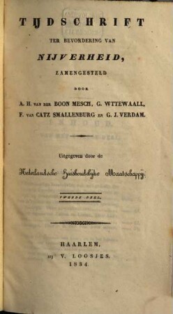 Tijdschrift ter bevordering van nijverheid. 2. 1834