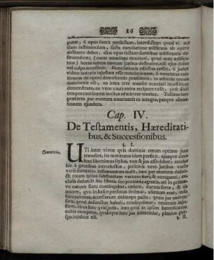 Cap. IV. De Testamentis, Haereditatibus & Successionibus.