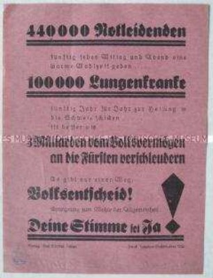 Handzettel zum Volksentscheid für die Fürstenenteignung