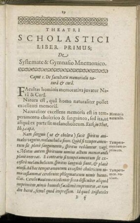 Liber Primus, De Systemate & Gymnasio Mnemonico.