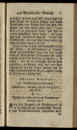 Zweites Kapitel vom Fruchtbrandeweinbrennen; insonderheit, und zwar erstlich vom Schrot und Malz.