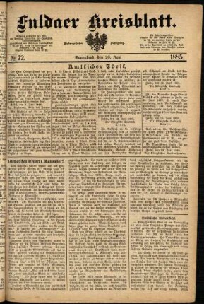 Ausgabe vom Samstag, den 20. Juni 1885.
