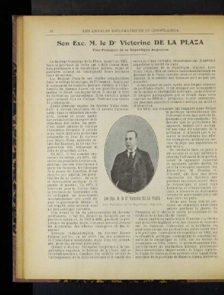 Son Exc. M. le Dr Victorino de la Plaza