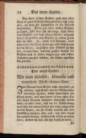 Das vierte Capitel. Wie man schlechte, schwache und mangelhafte Pferde erkennen könne.