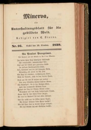 Minerva, Nr. 16, 19. October 1839