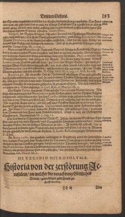 De Excidio Hierosolymae. Historia von der zerstörung Jerusalem ...