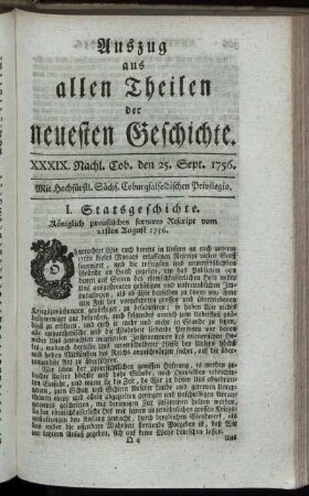 XXXIX. Nachl. Cob. den 25. Sept. 1756.