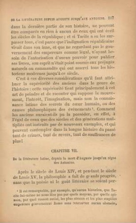 Chapitre VII. De la littérature latine, depuis la mort d'Auguste jusq'au règne des Antonins
