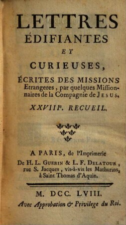 Lettres Édifiantes Et Curieuses : Écrites Des Missions Étrangères, 28