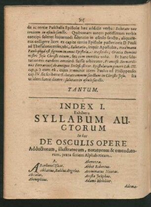 Index I. Exhibens Syllabum Auctorum