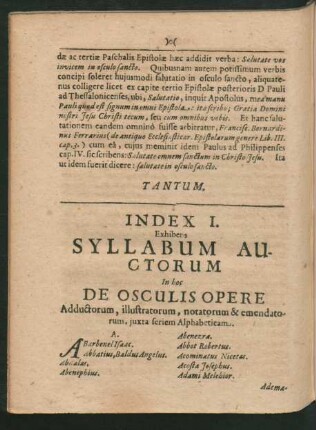 Index I. Exhibens Syllabum Auctorum