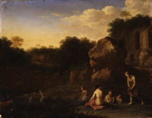 Felslandschaft mit badenden Frauen