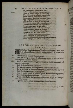 Argumentum Libri De Iudicio Domini.