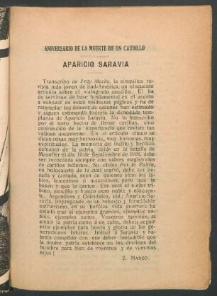 Aniversario de la muerte de un caudillo: Aparicio Saravia