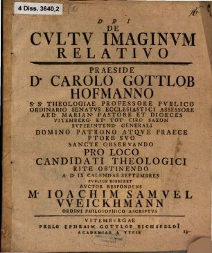 De cultu imaginum relativo, disp.