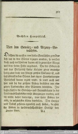 Sechstes Hauptstück. Von den Gewürz- und Arzney-Gewächsen