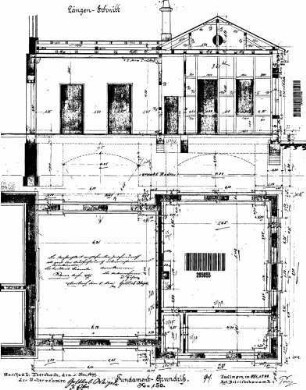 Ebersbach (Fils): Empfangsgebäude Fundamente,Längenschnitt