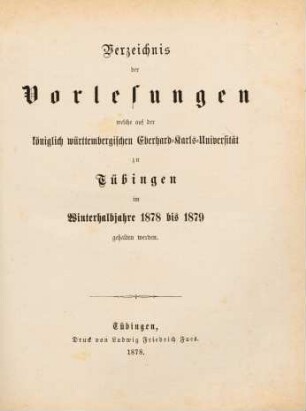 Vorlesungsverzeichnis 1878/79
