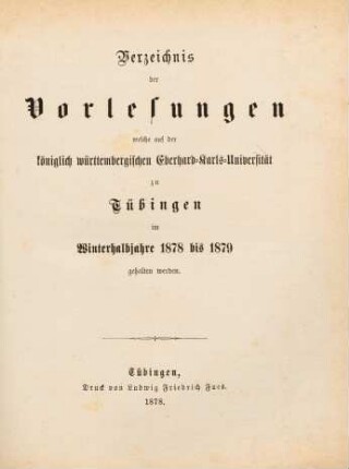 Vorlesungsverzeichnis 1878/79
