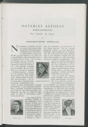 Notables autoras norte-americanas. : I. - Consideraciones generales.