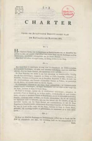 Charter voor de Asiatische bezittingen van de Bataafsche Republiek