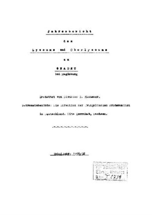 1931/32: Jahresbericht des Lyzeums und Oberlyzeums der Evangelischen Brüder-Unität zu Gnadau bei Magdeburg ... - 1931/32
