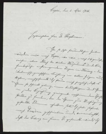 Brief von Adolf Arnhold an Gerhart Hauptmann